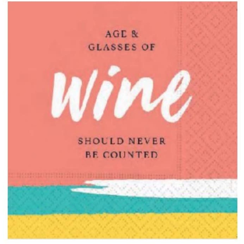 Age & Glasses of Wine Beverage Napkins Pack of 20