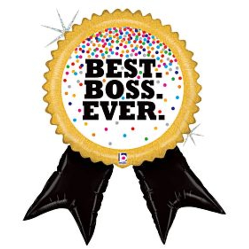 Best Boss Ever Award Ribbon Foil Balloon 34Inches