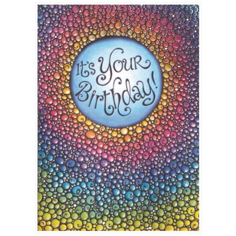 Birthday Card - Metallic Rainbow Swirls