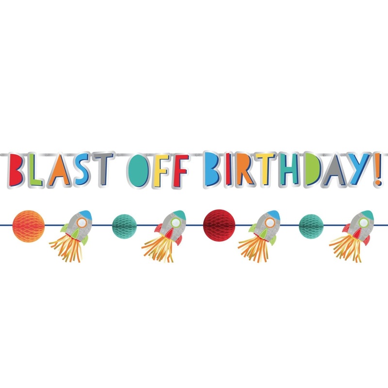 Blast Off Space Birthday Letter Banner