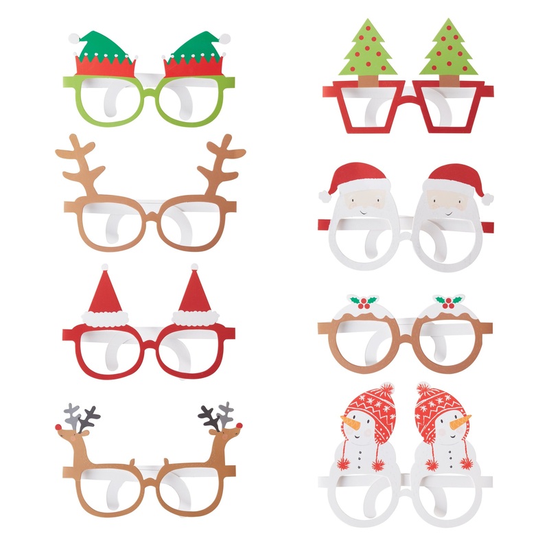 Christmas Santa Friends Fun Glasses Pack of 8