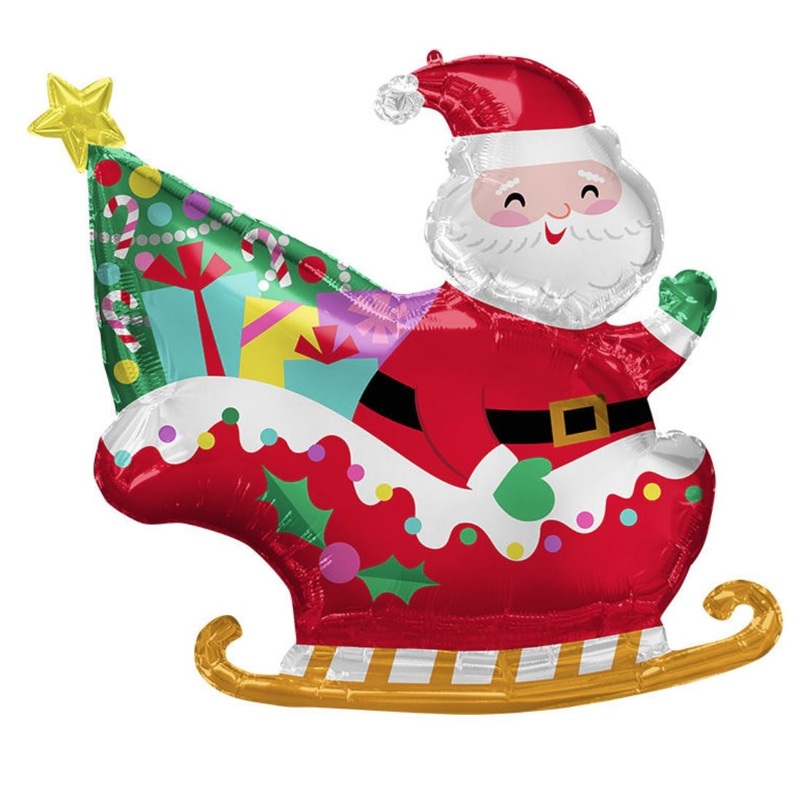 Christmas Santa Sleigh Foil Balloon 30Inches