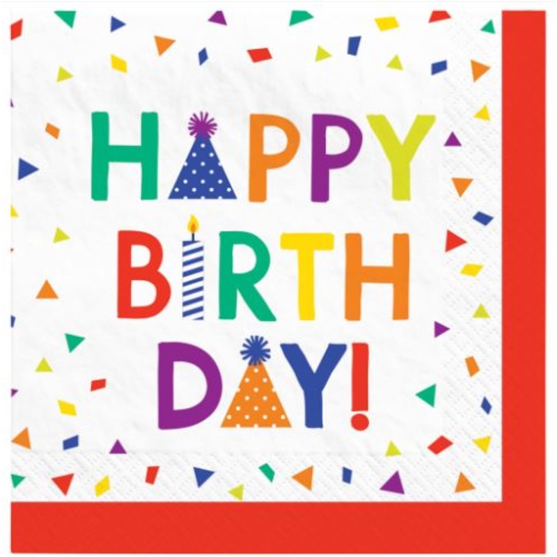 Confetti Time Happy Birthday Beverage Napkins Pack of 16
