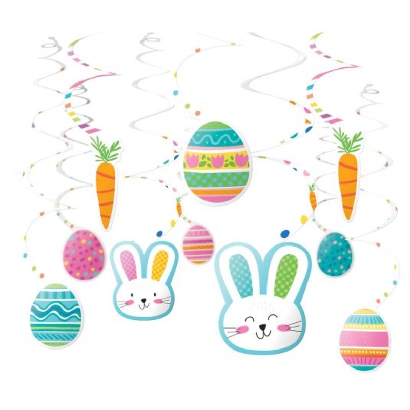 Easter Funny Bunny Hanging Decorations Pack of 30