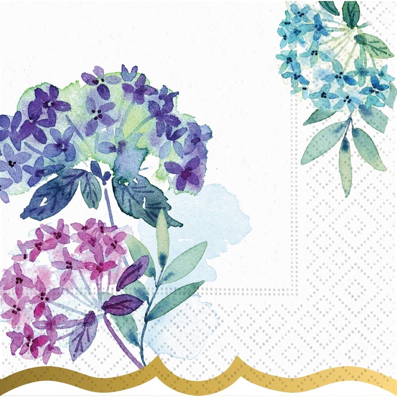 Elegant Hydrangea Beverage Napkin Pack of 16