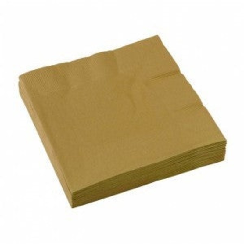 Gold Beverage Napkins Pack of 20