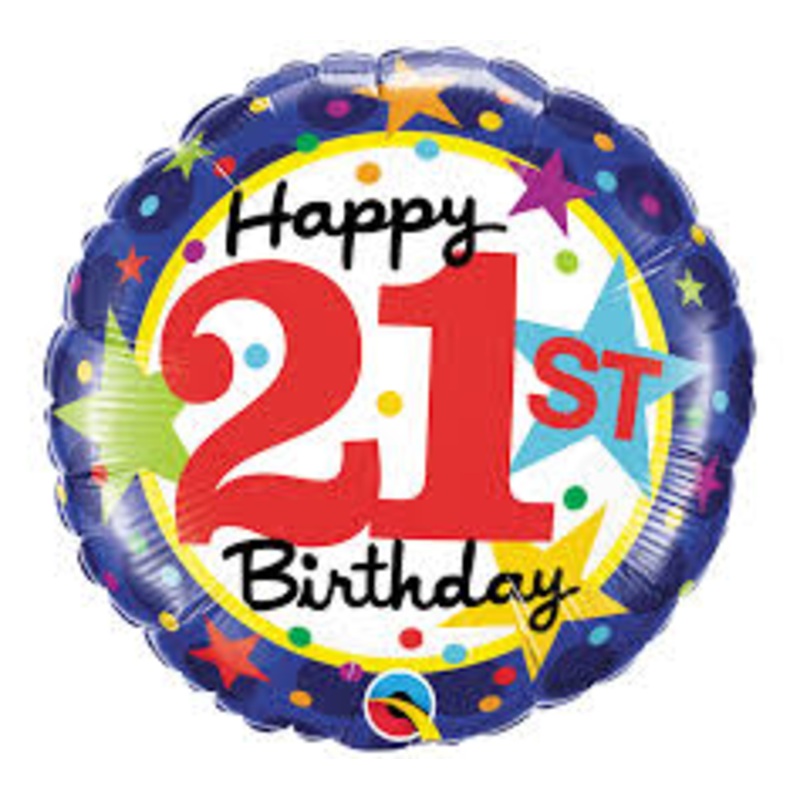 Happy 21st Birthday Stars Foil Balloon 18Inches