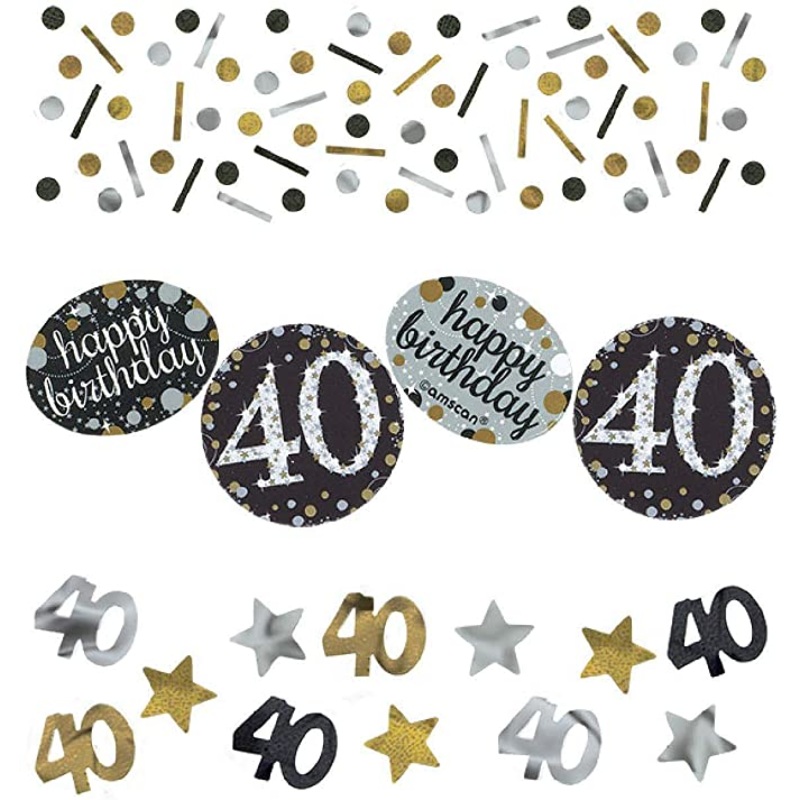 Happy 40th Birthday Sparkling Confetti 3 Pack