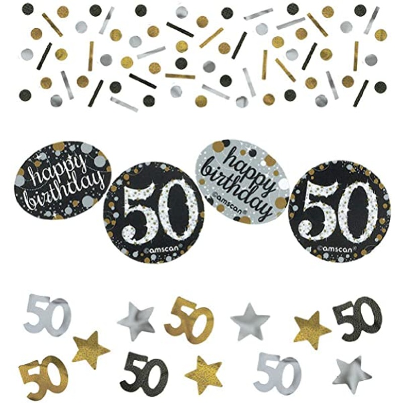 Happy 50th Birthday Sparkling Confetti 3 Pack