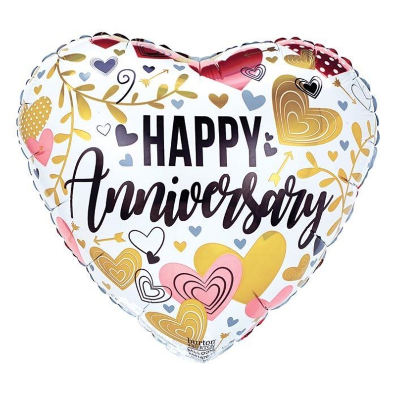 Happy Anniversary Hearts Foil Balloon 17Inches