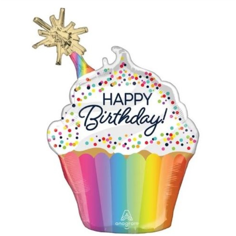 Happy Birthday Cupcake Sprinkles Foil Balloon 31Inches