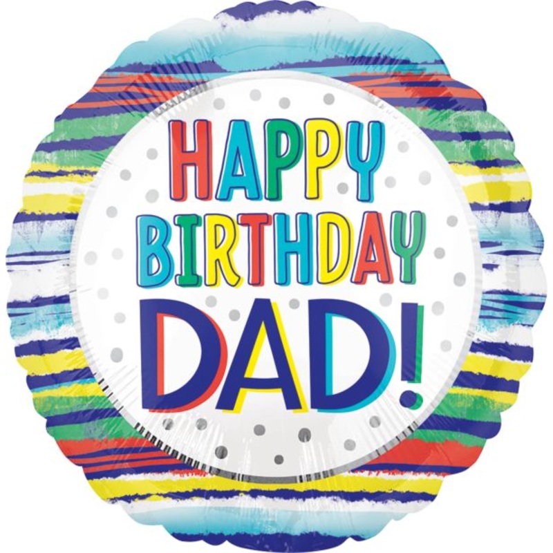 Happy Birthday Dad Stripes Foil Balloon 18Inches