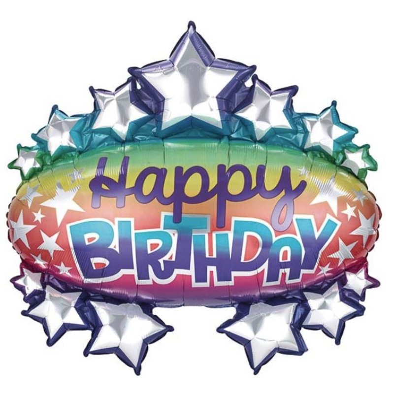 Happy Birthday Marquee Stars Foil Balloon 31Inches