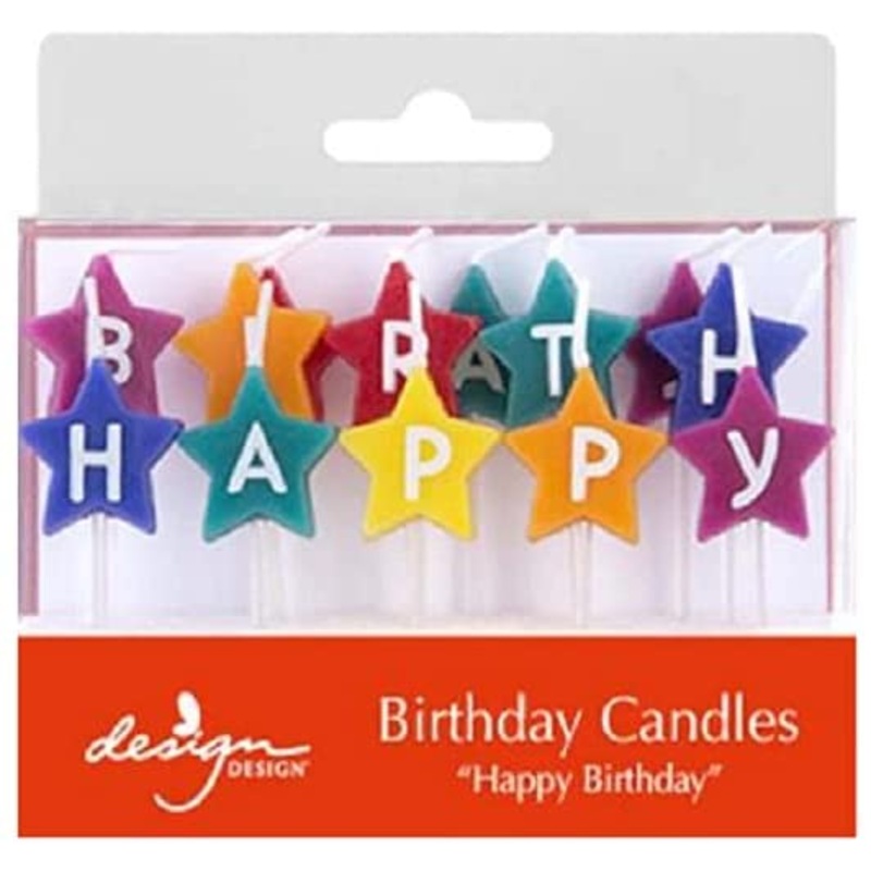 Happy Birthday Multicolour Stars Letter Candles Pack of 13