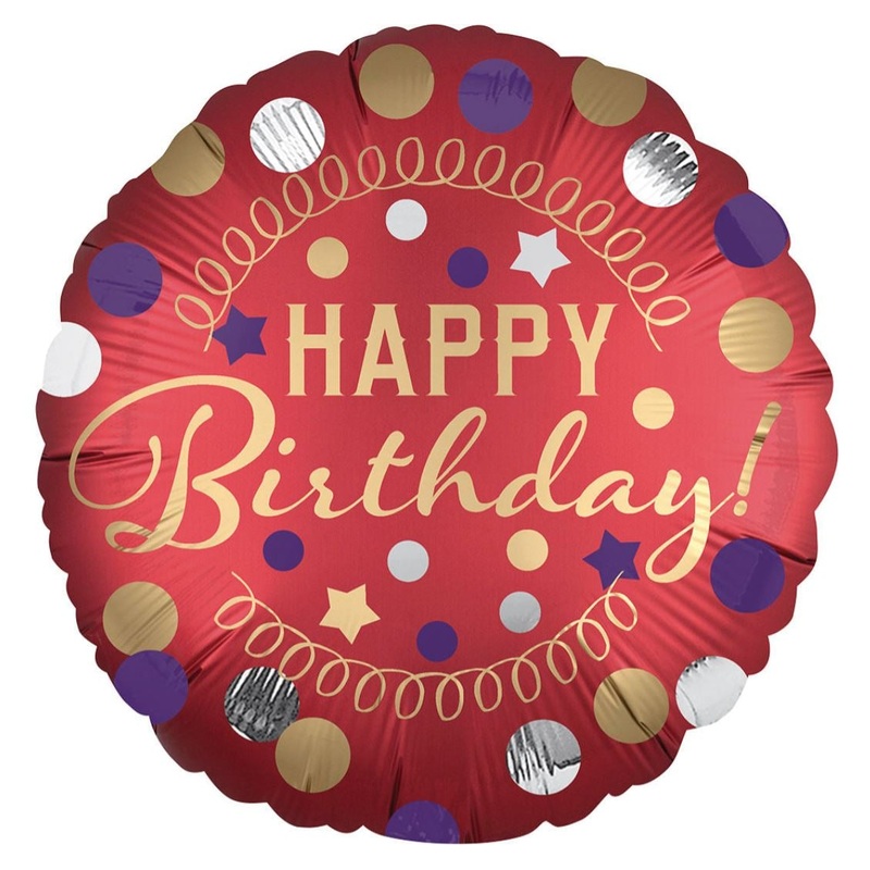 Happy Birthday Red Satin Foil Balloon 18Inches