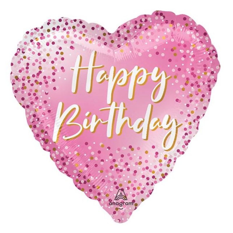 Happy Birthday Sparkle Heart Foil Balloon 17Inches