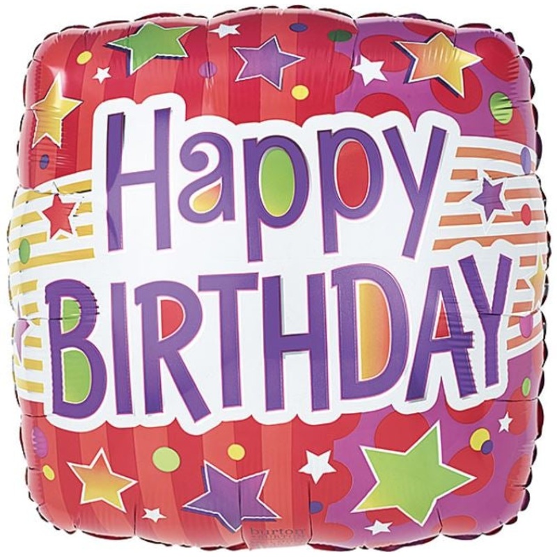 Happy Birthday Square Red Foil Balloon 18Inches