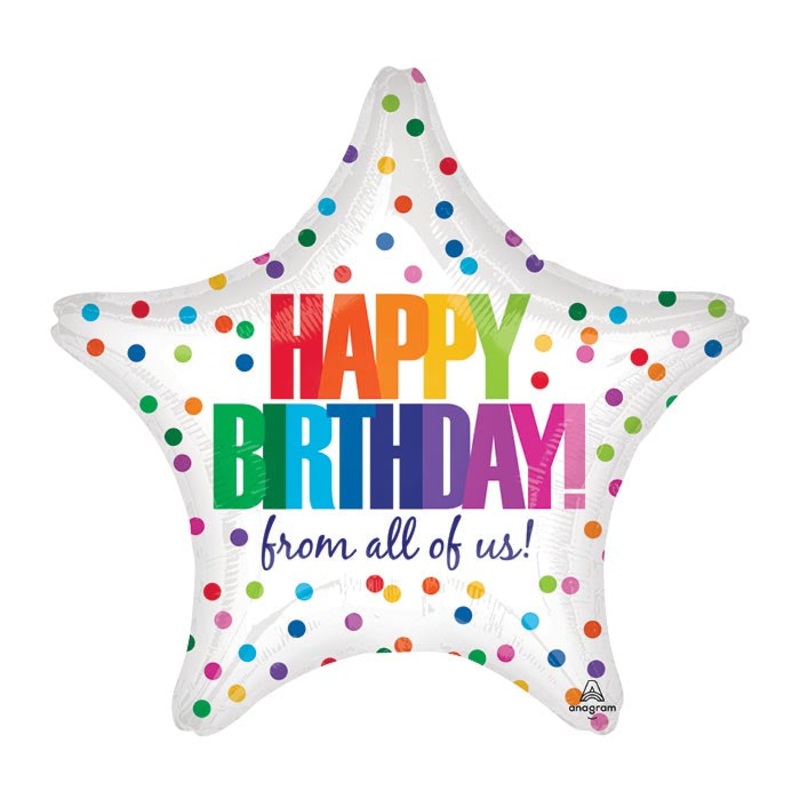 Happy Birthday Star From Us Dots Foil Balloon 19Inches