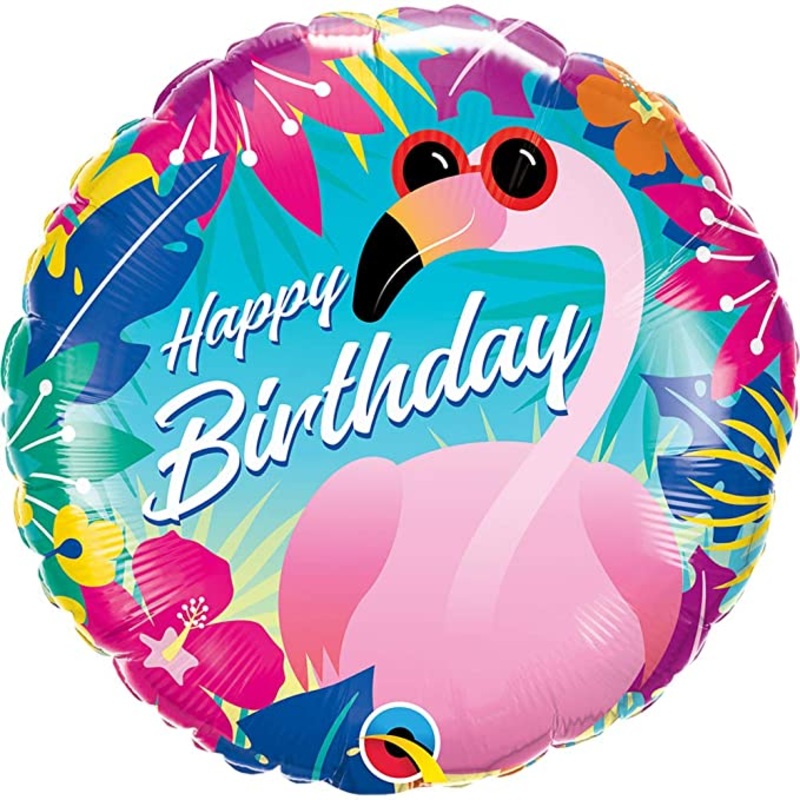 Happy Birthday Tropical Flamingo Foil Balloon 18Inches