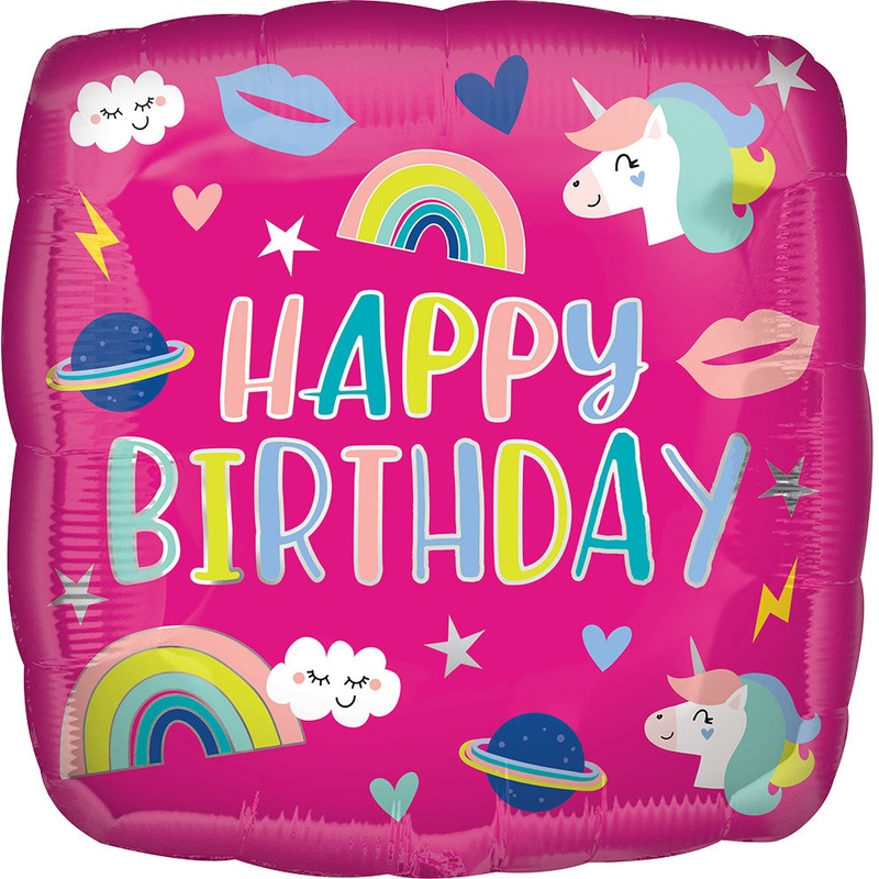 Happy Birthday Unicorn Icons Balloon 18Inches