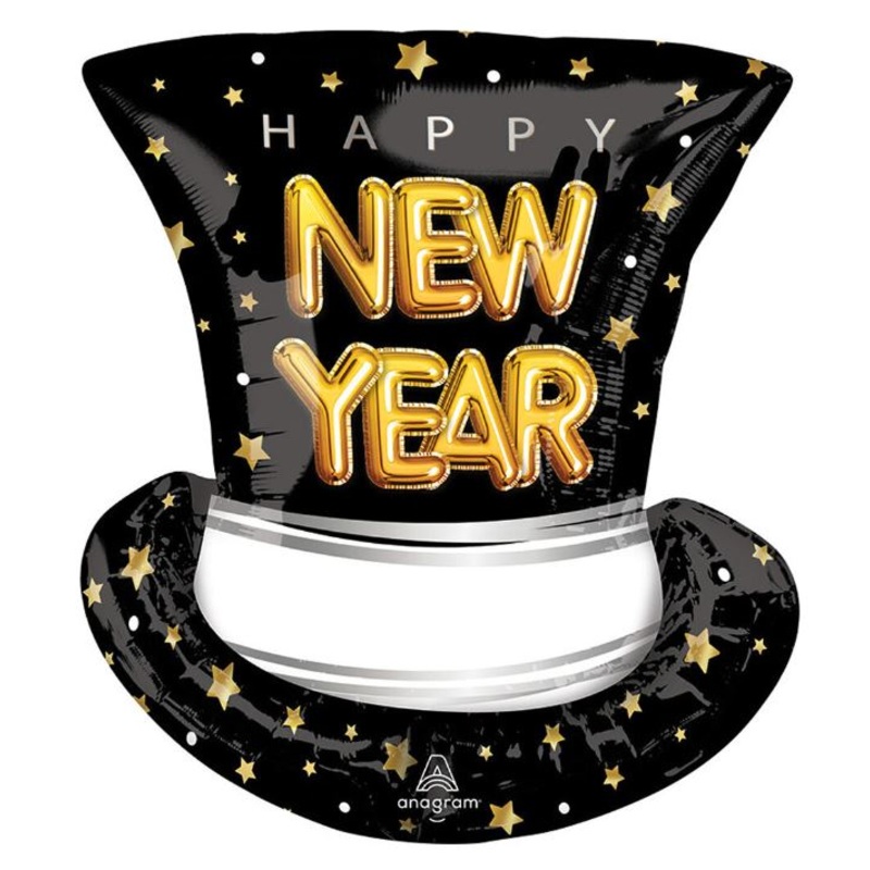 Happy New Year Top Hat Foil Balloon 24Inches