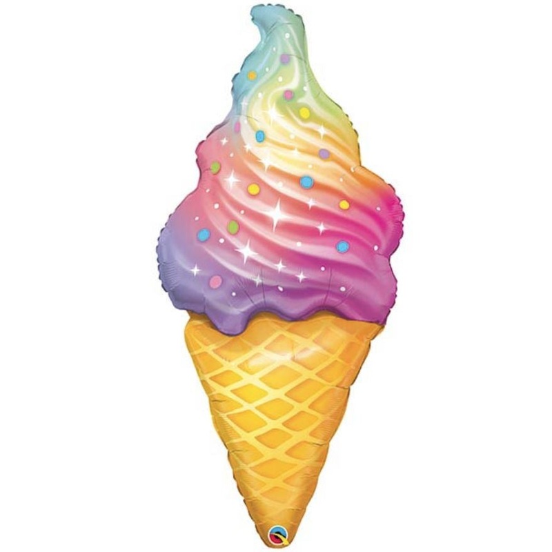 Rainbow Ice Cream Swirl Foil Balloon 45Inch