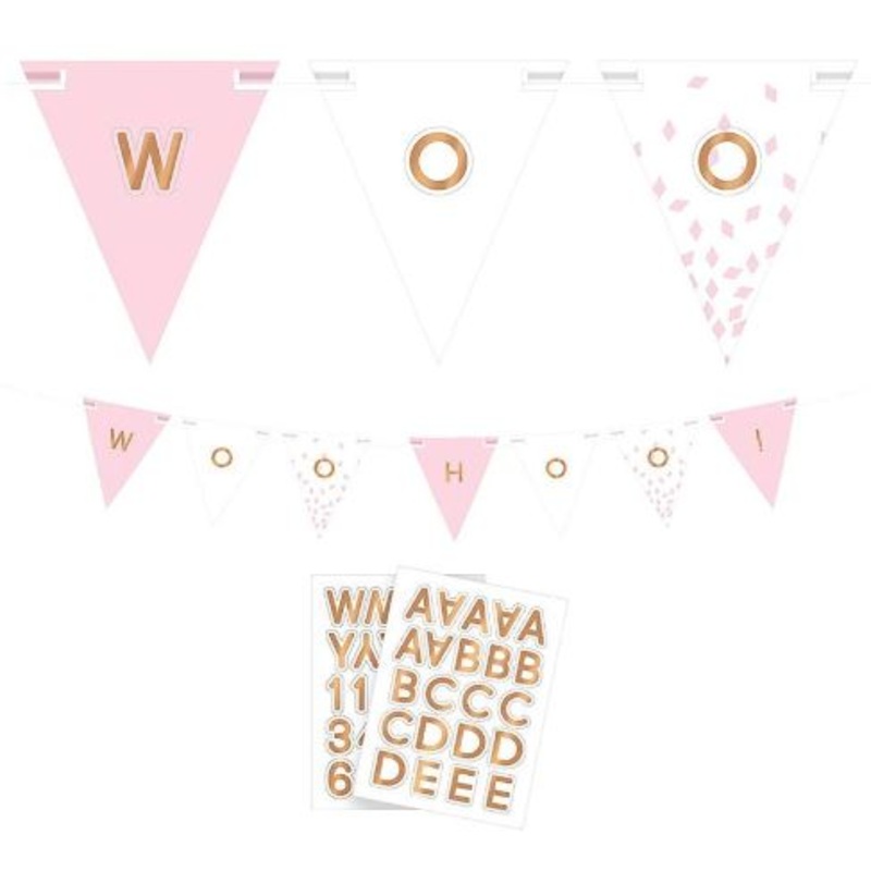 Rose Gold & Pink Customisable Pennant Banner