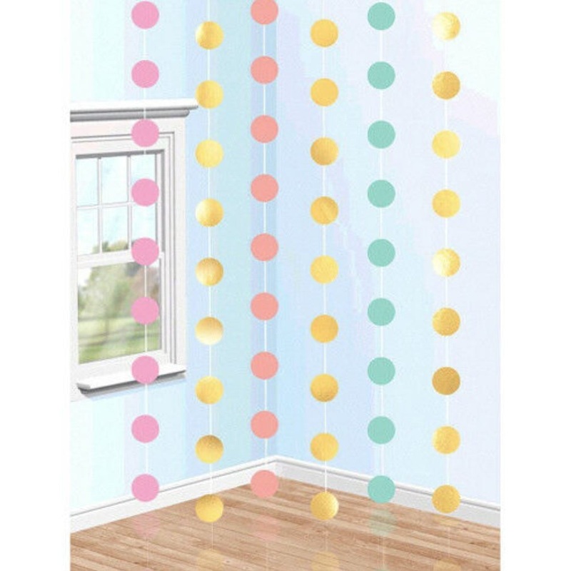 Round Pastel Glitter String Decoration Pack of 6