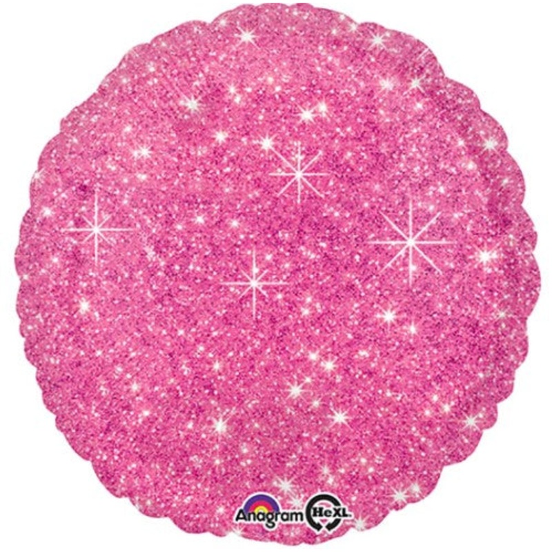 Sparkle Hot Pink Round Foil Balloon 18Inches