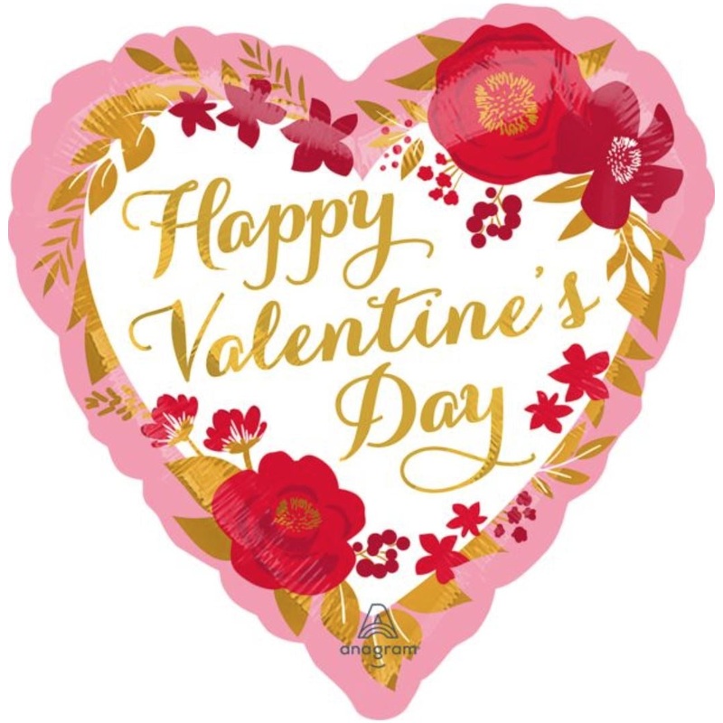 Valentine Floral Wreath Heart Foil Balloon 17Inches