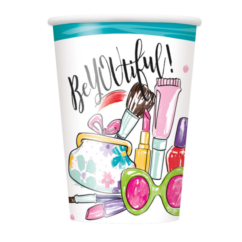 8 Spa Pamper Paper Cups 9oz