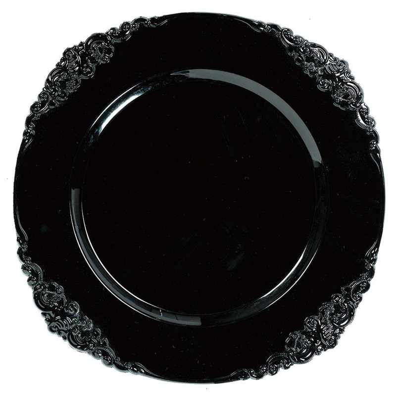 Black Motif Round Charger