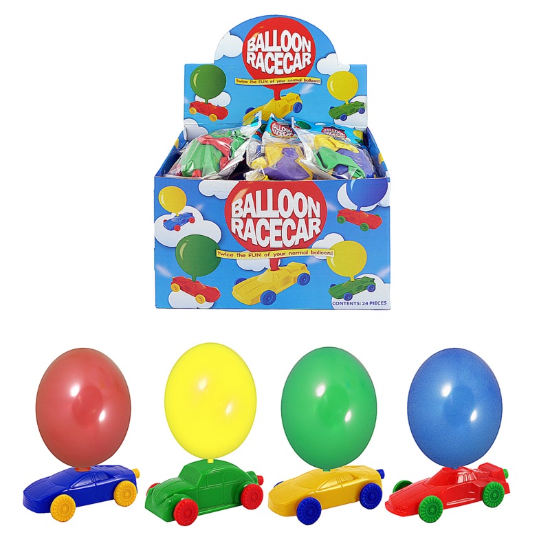 Bulk Buy Full Box of 24 Balloon Race Cars