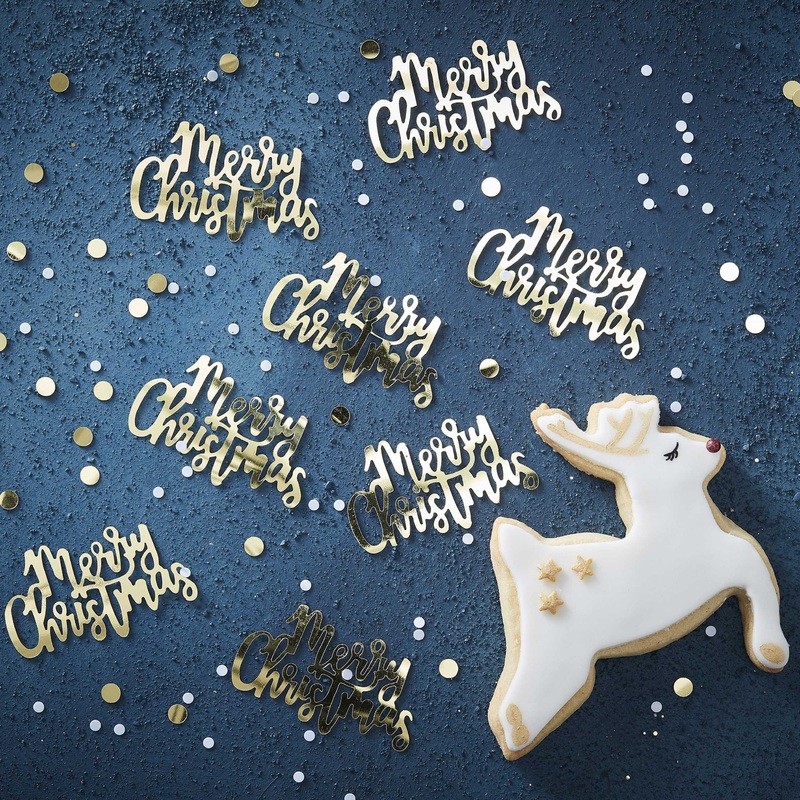 Christmas Confetti Merry Christmas Script Gold