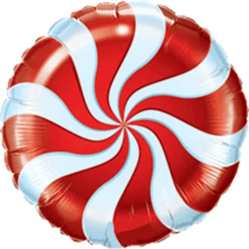 Christmas Red & White Candy Swirl Foil Balloon 18Inches