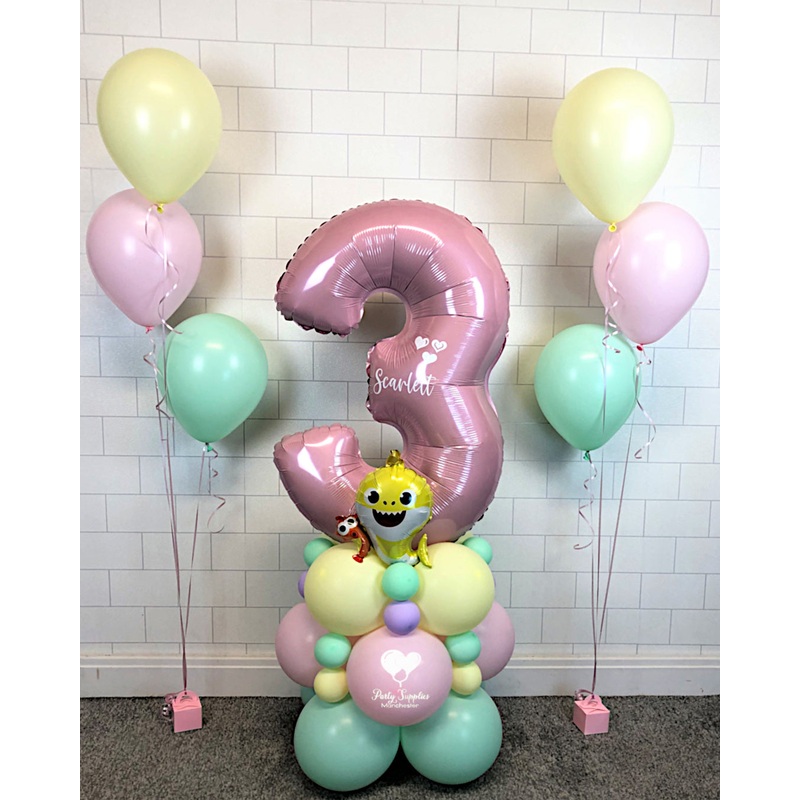 COLLECTION ONLY - Baby Pink Number Tower Personalised with a Name & 2 Sets of Clusters