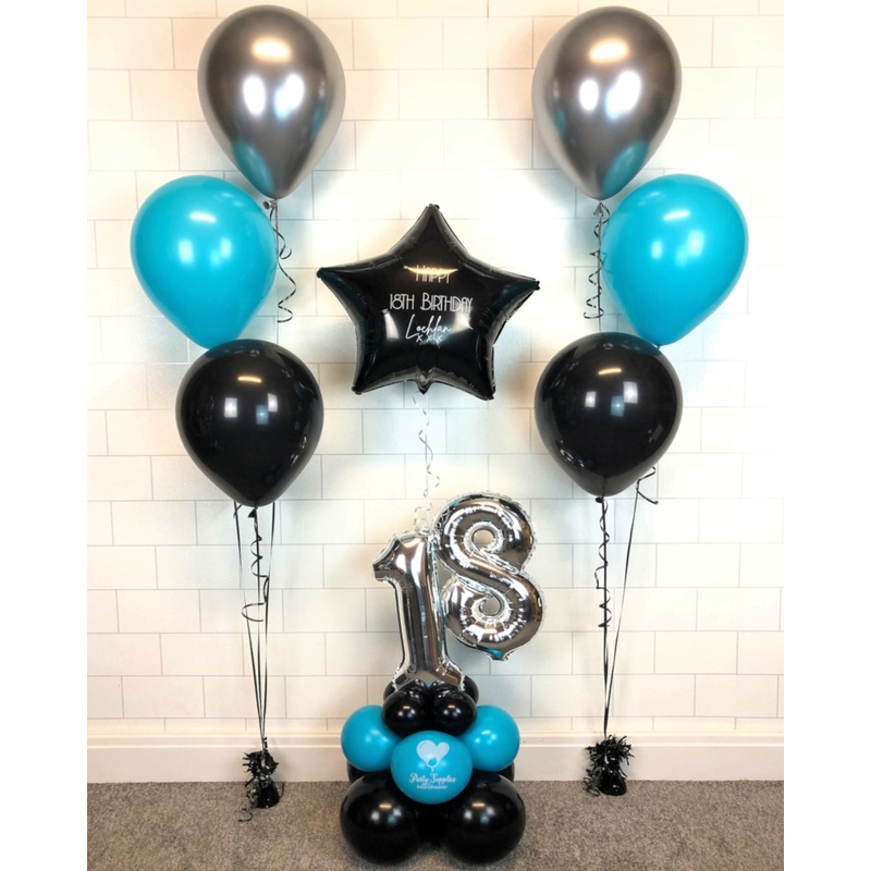 COLLECTION ONLY - Blue & Black Table Tower - Personalised Black Star & 2 Sets of Clusters