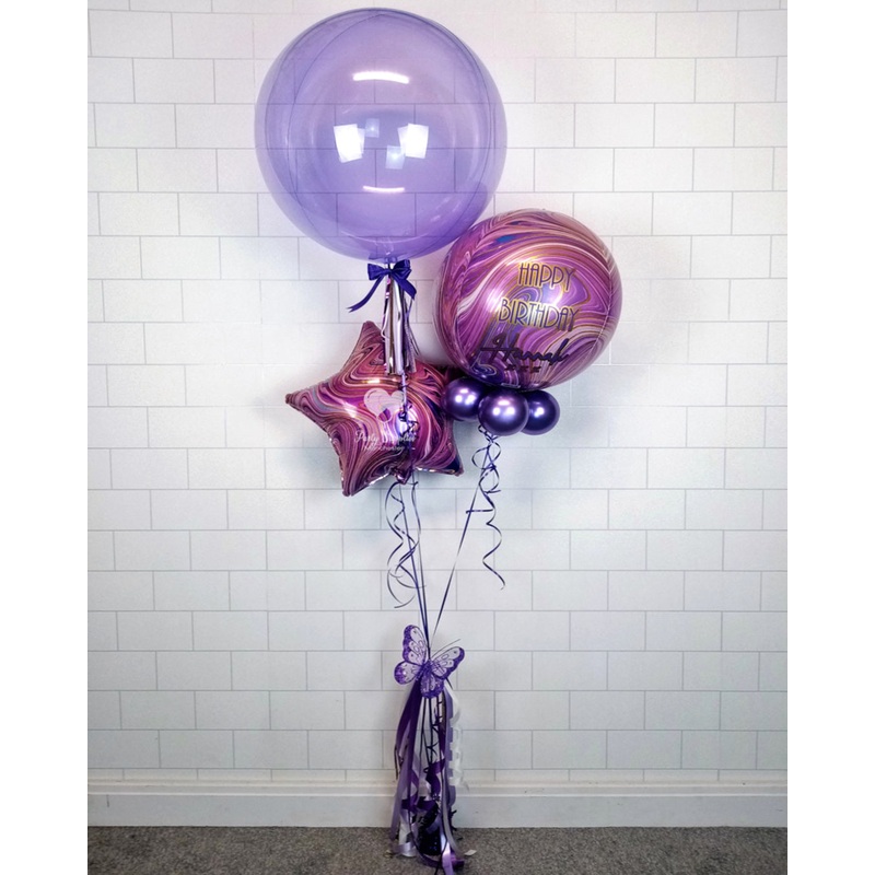 COLLECTION ONLY - Personalised Purple Marble Clear Bouquet