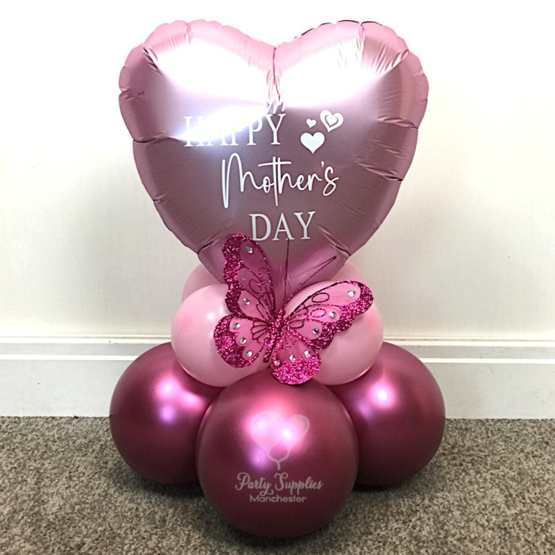 COLLECTION ONLY - Table Decoration - Pink Mother's Day Heart - Keepsake clip on Butterfly