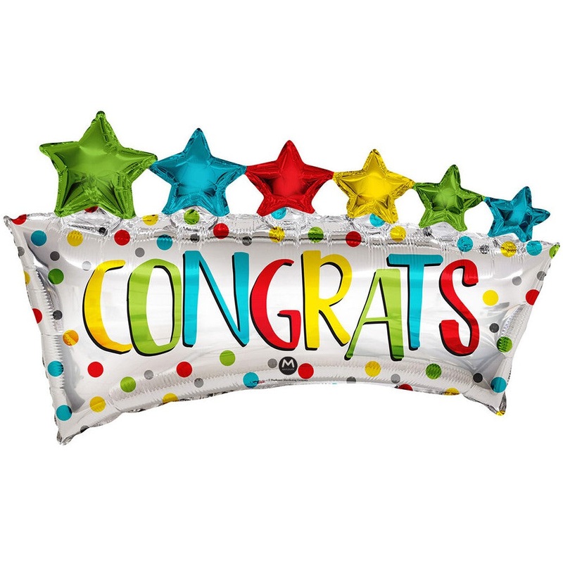 Congrats Multi Stars Banner Foil Balloon 36Inches
