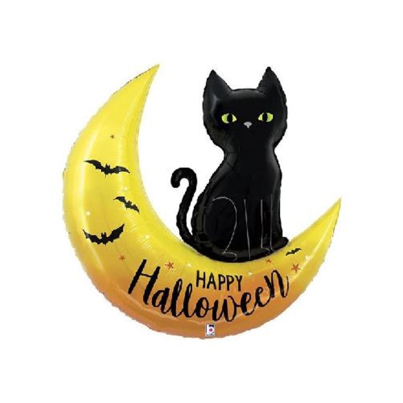 Halloween Moon & Black Cat Foil Balloon 41Inches