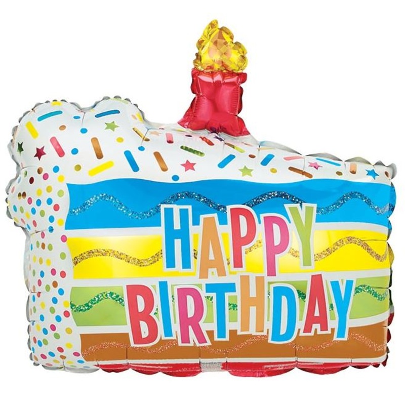 Happy Birthday Cake Slice Foil Balloon 36Inches