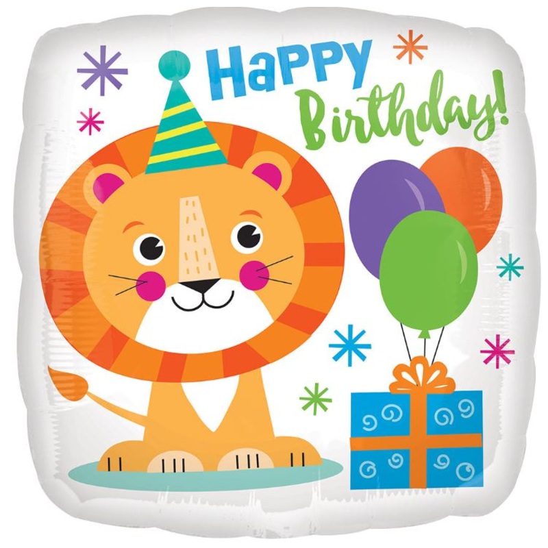 Happy Birthday Lion Foil Balloon 17Inches