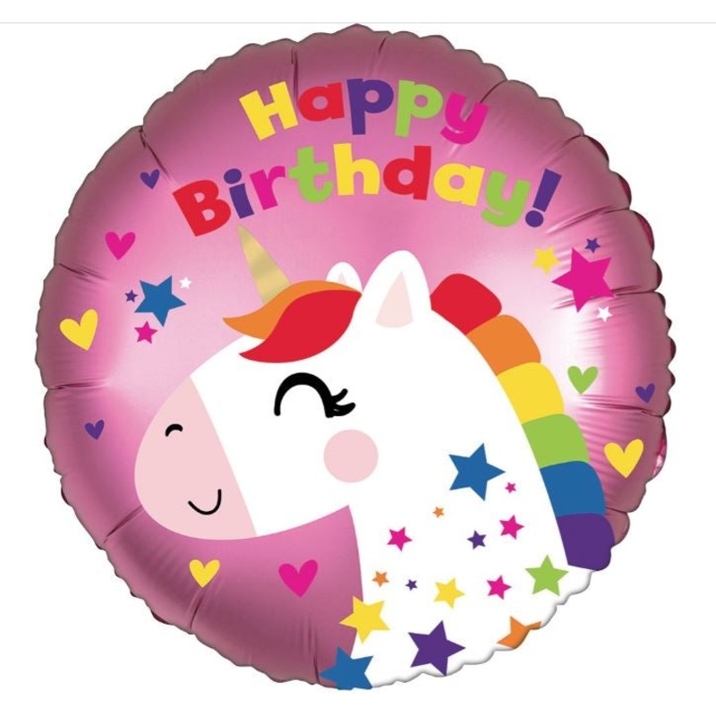 Happy Birthday Unicorn Satin Foil Balloon 18Inches