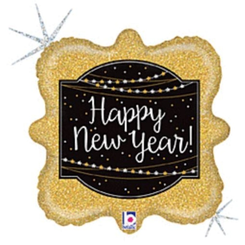 Happy New Year Gold Glitter Foil Balloon 18Inches