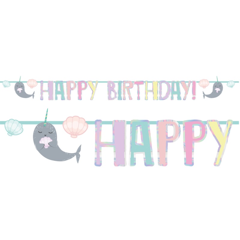 Narwhal Happy Birthday Banner 2.4 Meters