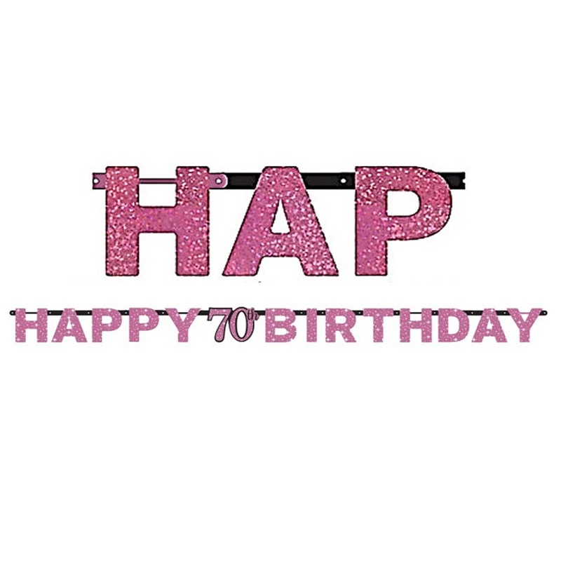 Pink Celebration Happy 70th Birthday Banner