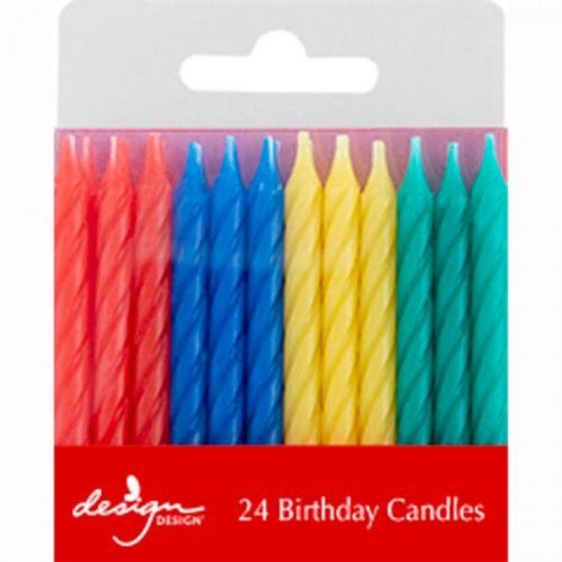 Primary Colours Twist Candles Pack of 24