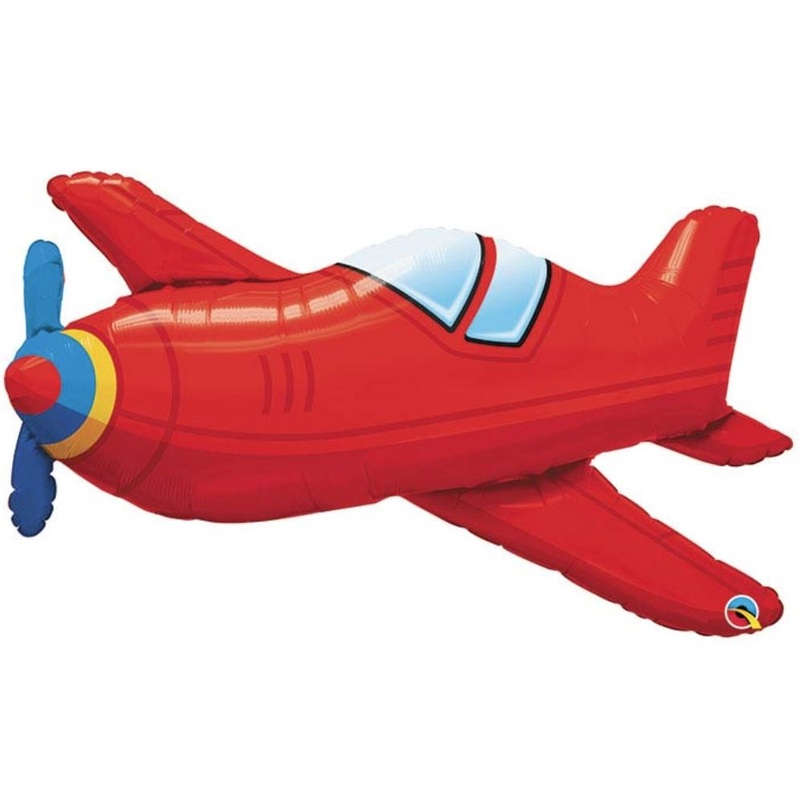 Red Vintage Airplane Foil Balloon 36Inches
