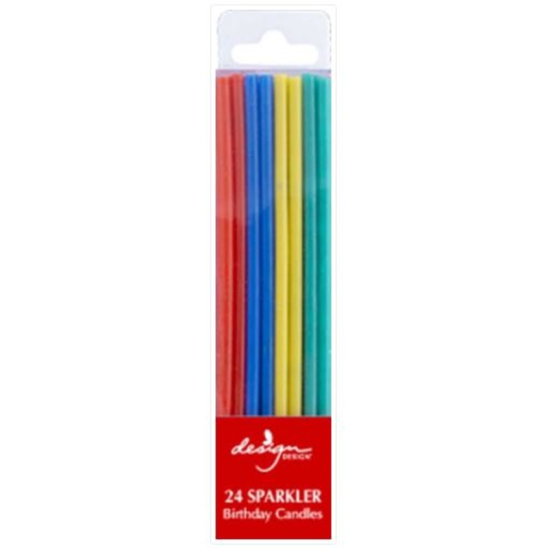 Slim Primary Sparkler Candles Pack of 24